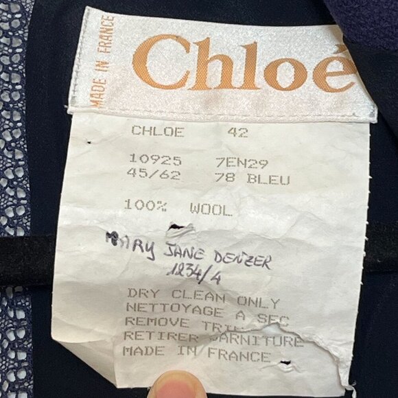 Chloé Women's Lace Detail Jacket & Dress Set Navy Blue 100%‎ Wool Size 42 - Picture 3 of 12